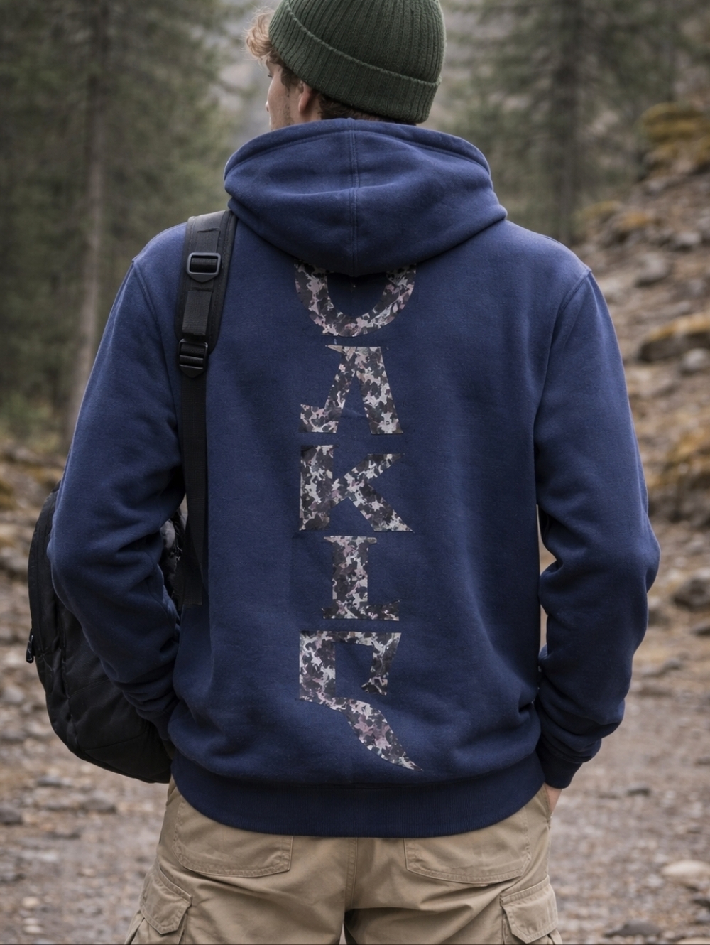 Oakley Hoodie Navy Blue Logo Back Pullover Fleece Men’s XS Women’s Oversized